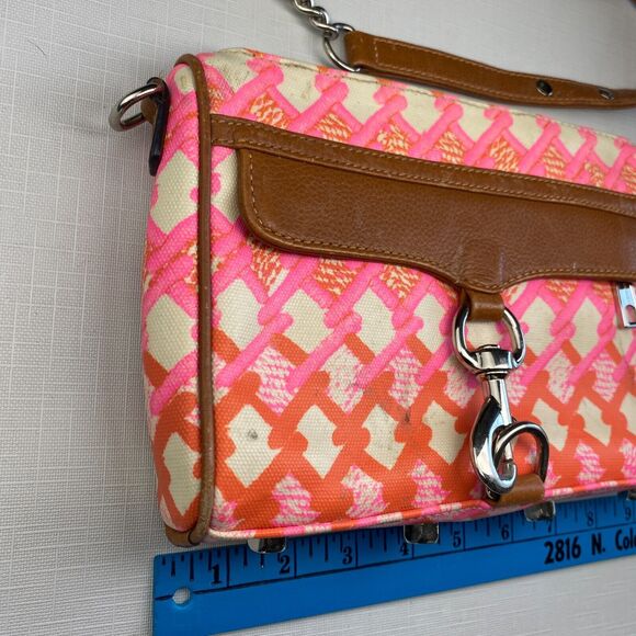 Rebecca Minkoff "MINI MAC" PINK + BROWN LEATHER Crossbody Bag! Long CHAIN STRAP - Picture 3 of 16